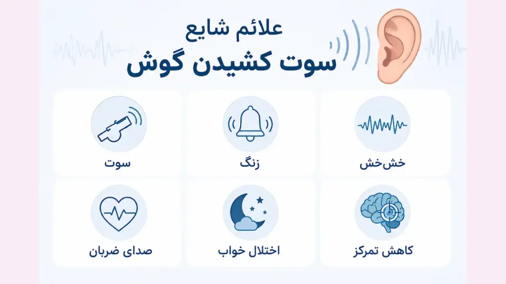 اینفوگرافی علائم شایع سوت کشیدن گوش