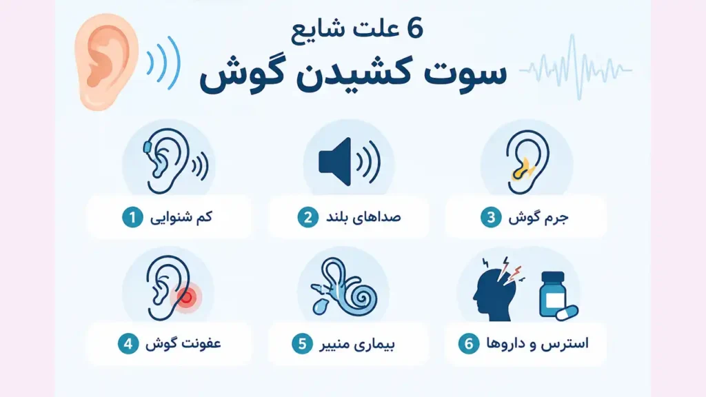 اینفوگرافی علت سوت کشیدن گوش