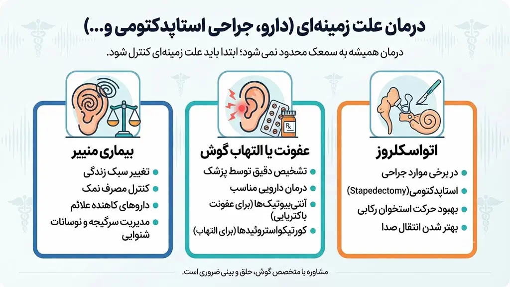 تصویر اینفوگرافیک از علت زمینه ای کم شنوایی با فرکانس پائین