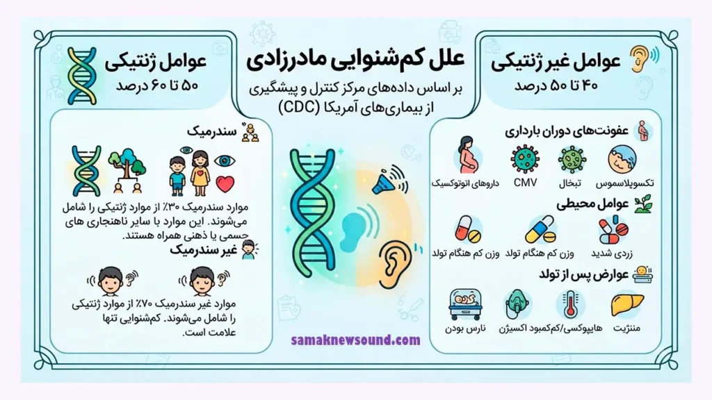 تصویر اینفوگرافیک از علل شنوایی مادرزادی