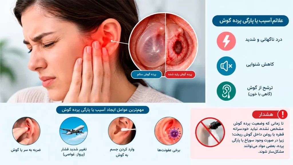علائم و علت پارگی پرده گوش